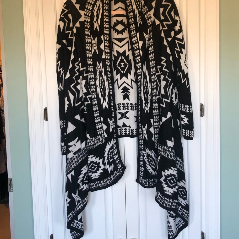 Black and white Aztec tribal cardigan